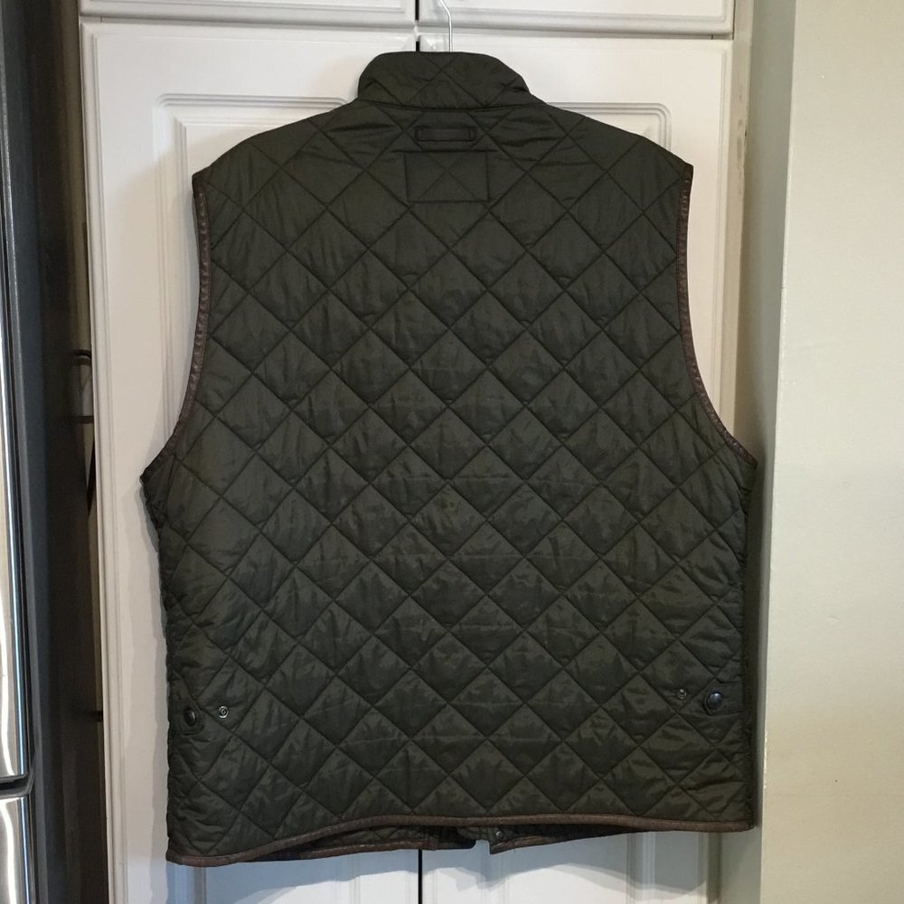 Coach Olive Green & Brown Leather Trim Vest - Picture 2 of 4